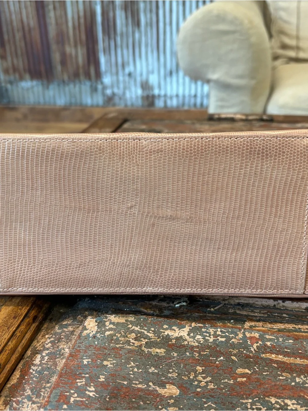 Saks Fifth Avenue Blush Pink Clutch with Gold Double Handle